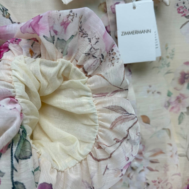 ZIMMERMANN 26 FLORAL PUFF SLEEVE MINI DRESS STYLE 227
