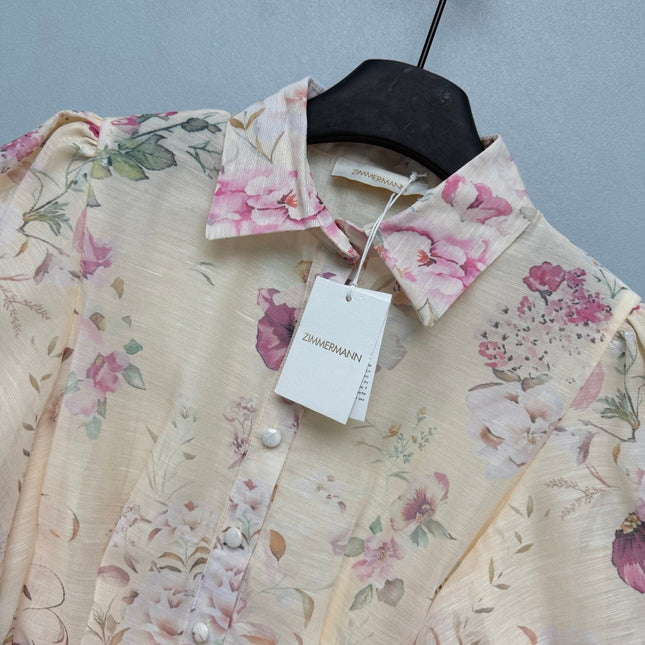 ZIMMERMANN 26 FLORAL PUFF SLEEVE MINI DRESS STYLE 227