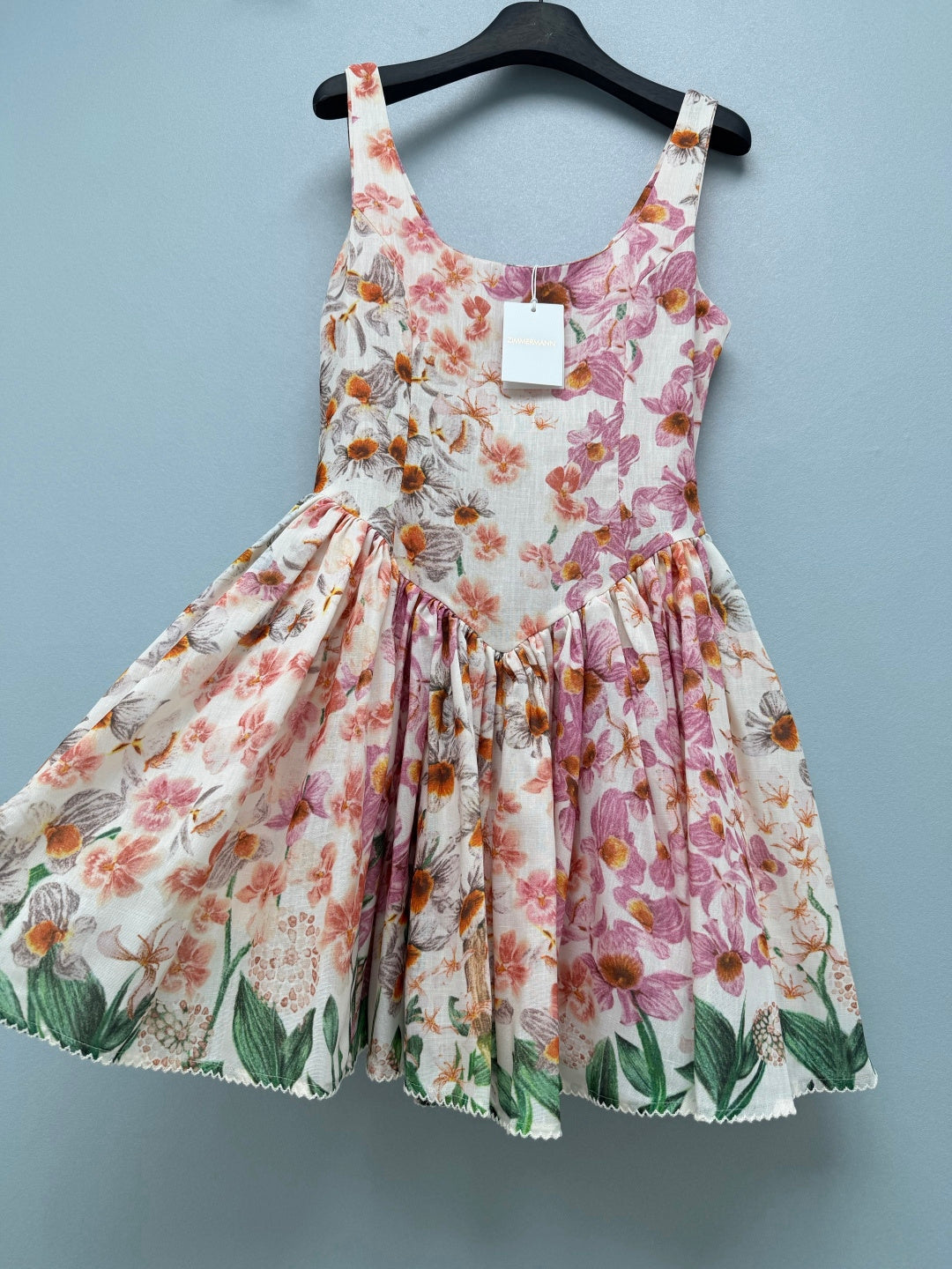 ZIMMERMANN 26 FLORAL PRINT BABYDOLL MINI DRESS STYLE 222
