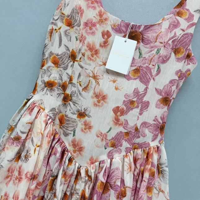 ZIMMERMANN 26 FLORAL PRINT BABYDOLL MINI DRESS STYLE 222