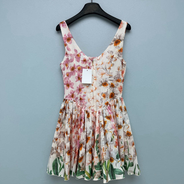ZIMMERMANN 26 FLORAL PRINT BABYDOLL MINI DRESS STYLE 222