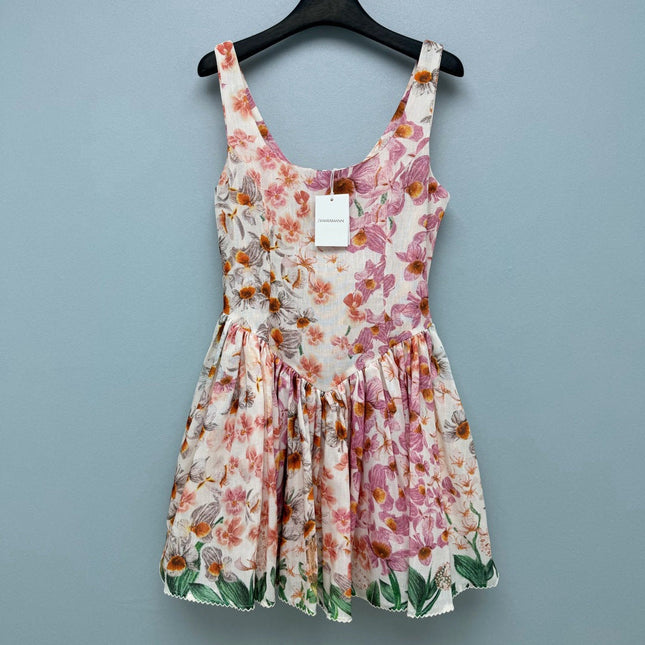 ZIMMERMANN 26 FLORAL PRINT BABYDOLL MINI DRESS STYLE 222