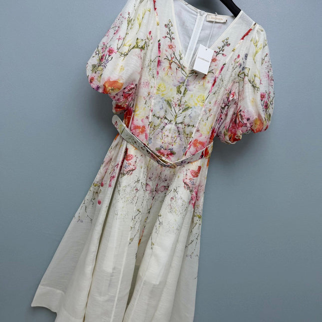 ZIMMERMANN 26S V-NECK BELTED MIDI DRESS 294