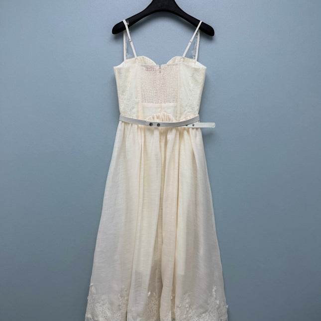 ZIMMERMANN 26S LACE-TRIM CORSET MIDI DRESS 319