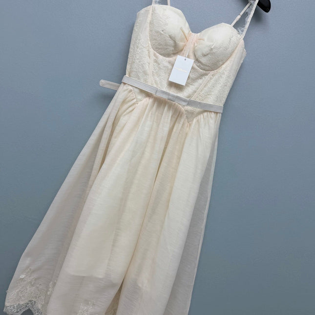ZIMMERMANN 26S LACE-TRIM CORSET MIDI DRESS 319
