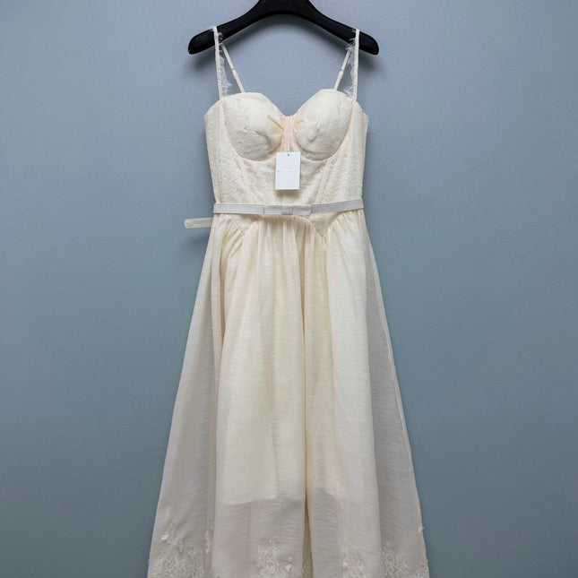 ZIMMERMANN 26S LACE-TRIM CORSET MIDI DRESS 319