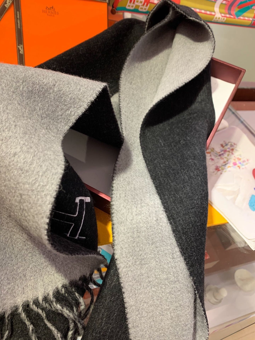 HERMES 25S SCARF 200 IN CASHMERE 856513