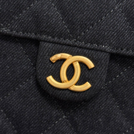 CHANEL 25S HOBO BAG 30 IN BLACK-GRAY DENIM WITH GOLD HARDWARE