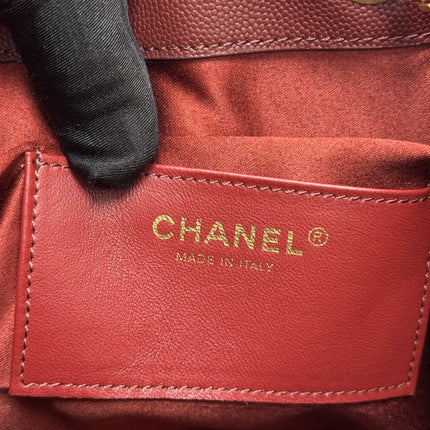 CHANEL 25S HOBO BAG 40 IN DARK RED CAVIAR WITH GOLD HARDWARE