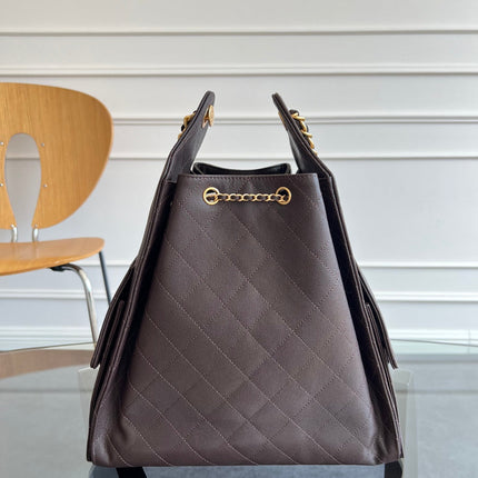 CHANEL 25S HOBO BAG 40 IN DARK EARTH BROWN CAVIAR WITH GOLD HARDWARE