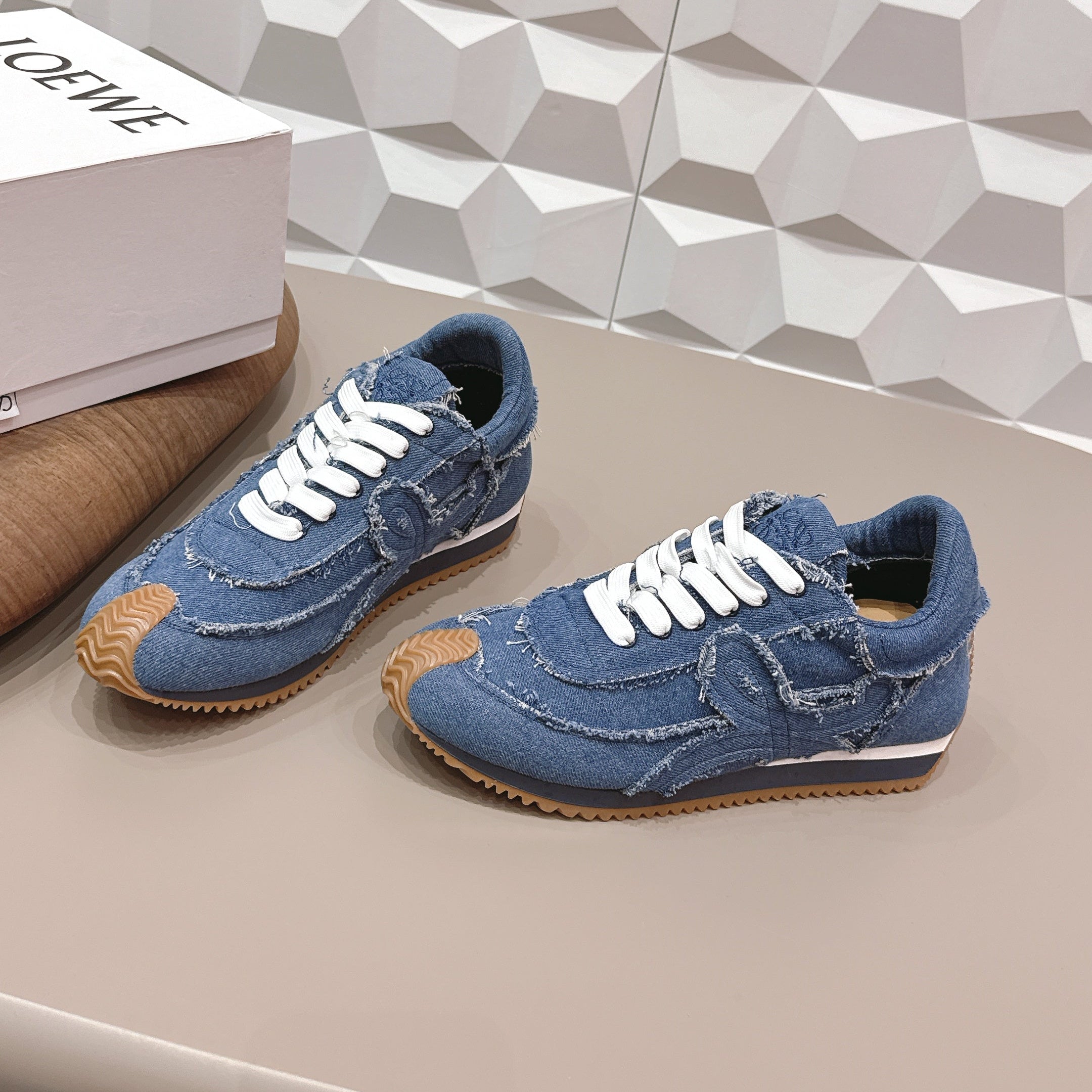 LOEWE 26S FLOW RUNNER SNEAKER IN BLUE DENIM