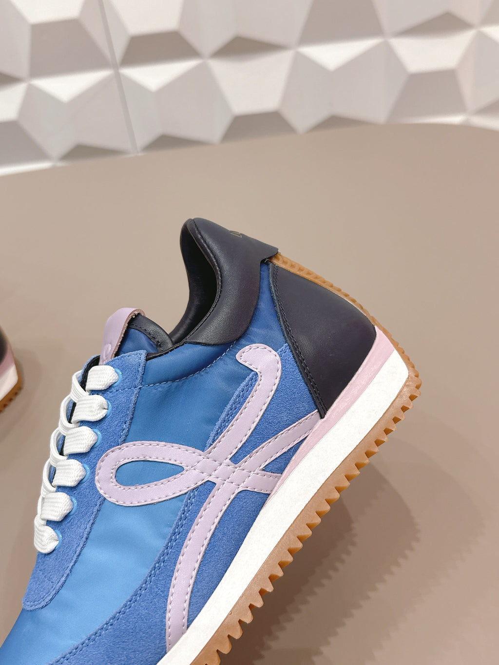 LOEWE 26S FLOW RUNNER SNEAKER IN BLUE SUEDE AND CALFSKIN STYLE 1
