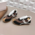 LOEWE 26S FLOW RUNNER SNEAKER IN BLACK AND DARK BROWN SUEDE AND WHITE CALFSKIN