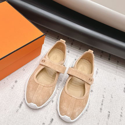HM 26S KICHU BALLET FLAT IN LIGHT BROWN SUEDE