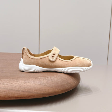 HM 26S KICHU BALLET FLAT IN LIGHT BROWN SUEDE
