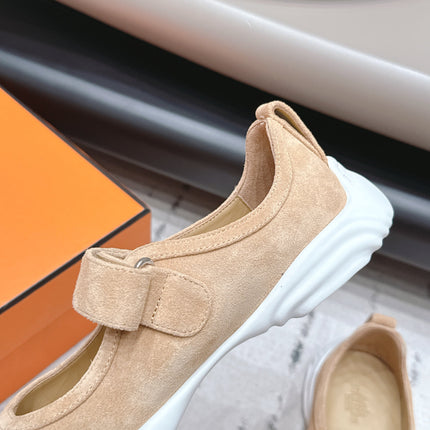 HM 26S KICHU BALLET FLAT IN LIGHT BROWN SUEDE