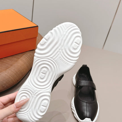 HM 26S KICHU BALLET FLAT IN BLACK CALFSKIN