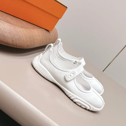 HM 26S KICHU BALLET FLAT IN WHITE CALFSKIN