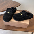 MIUMIU 25S MULES SLIPPERS SHEEPWOOL IN BLACK SUEDE