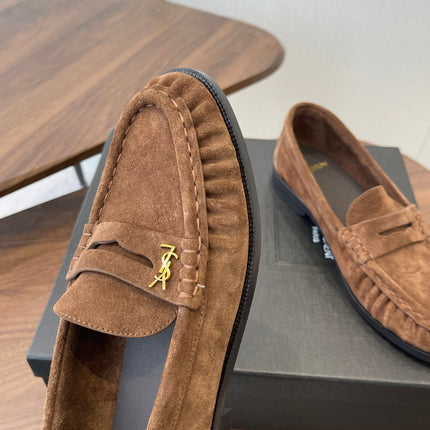 YSL 26S LOAFER IN BROWN SUEDE
