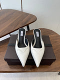 ALAIA 26S HEELED MULES 50 MM IN WHITE FABRIC