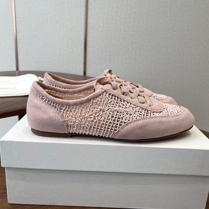 THE ROW 26S LACE UP SNEAKERS IN LIGHT PINK SUEDE