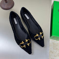 BALLET FLAT IN BLACK INTRECCIATO SUEDE