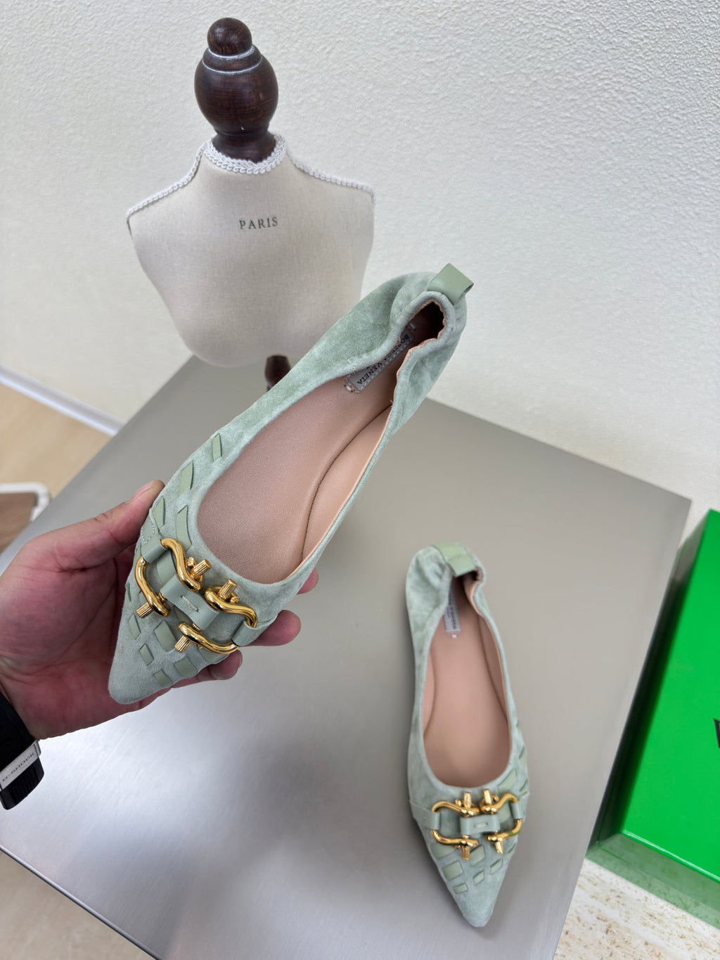 BALLET FLAT IN LIGHT BLUE SUEDE
