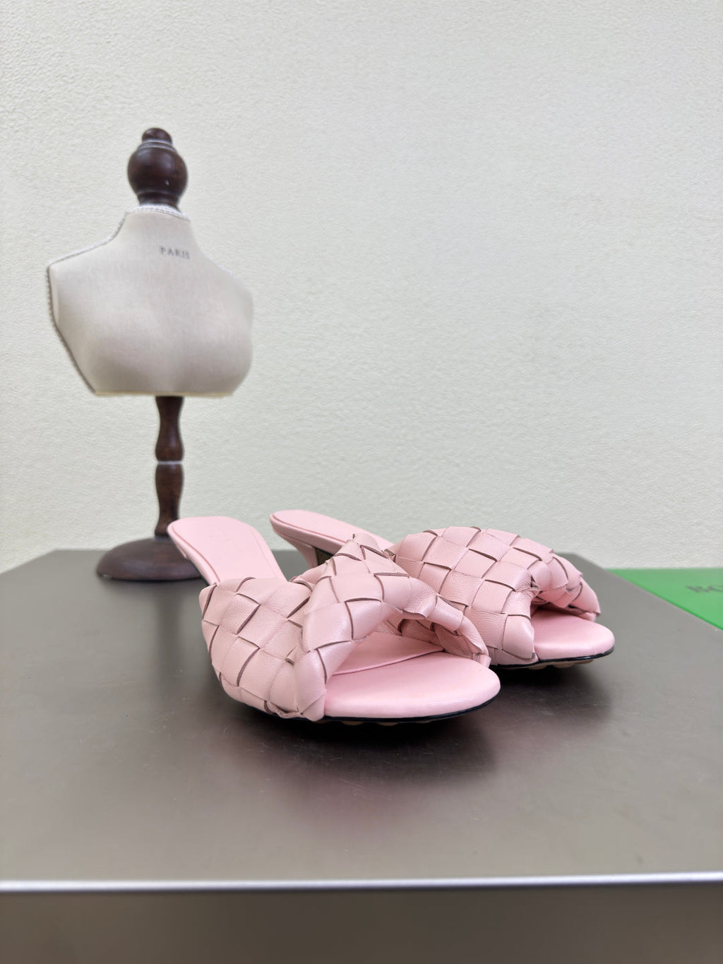 BLINK HIGH 5 CM MULE IN LIGHT PINK INTRECCIATO LEATHER