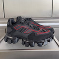PRADA 26S CLOUDBUST THUNDER SNEAKERS 60MM IN BLACK AND RED MESH FABRIC AND TPU