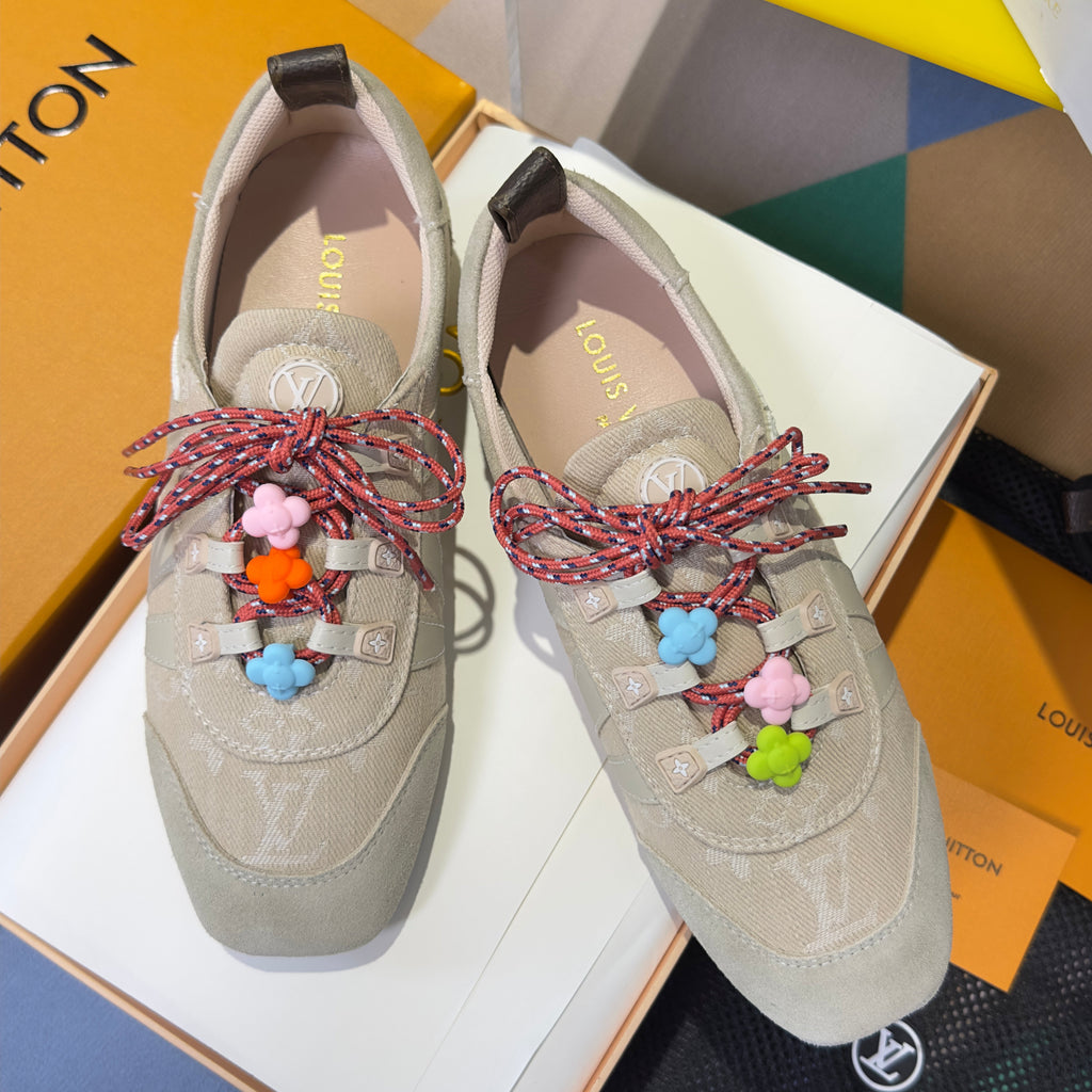 LV 26S SNEAKERINA SNEAKERS IN BEIGE MONOGRAM CANVAS AND SUEDE
