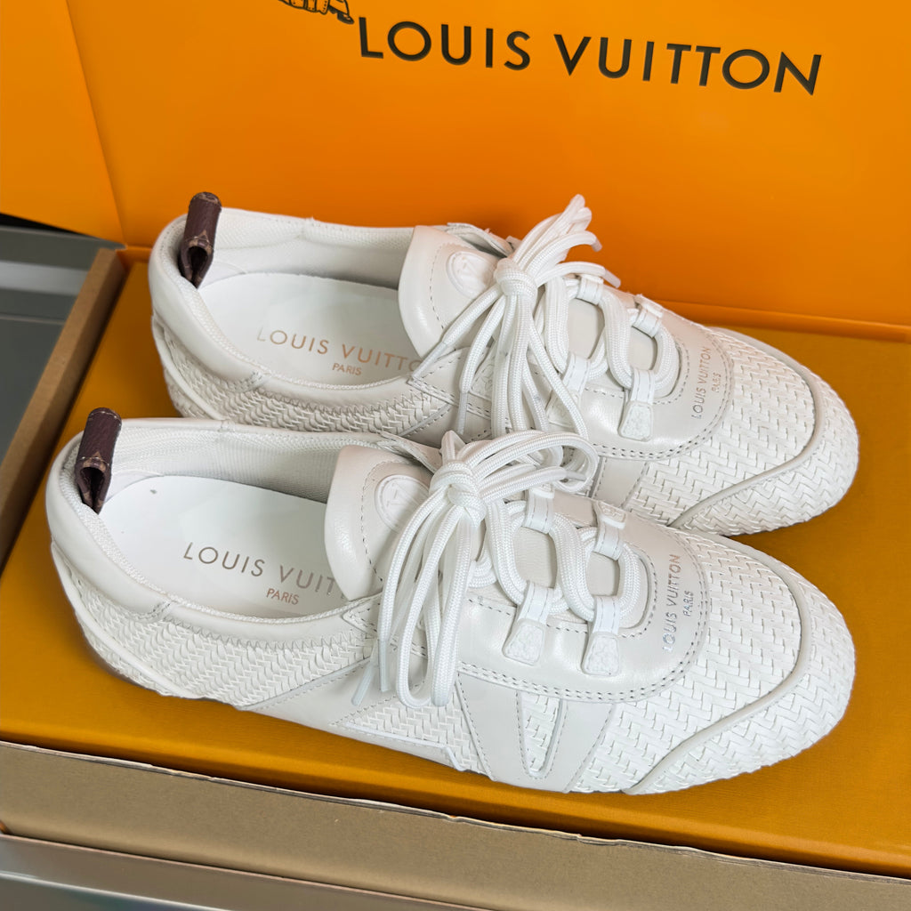 LV 26S SNEAKERINA SNEAKERS IN WOVEN WHITE CALFSKIN