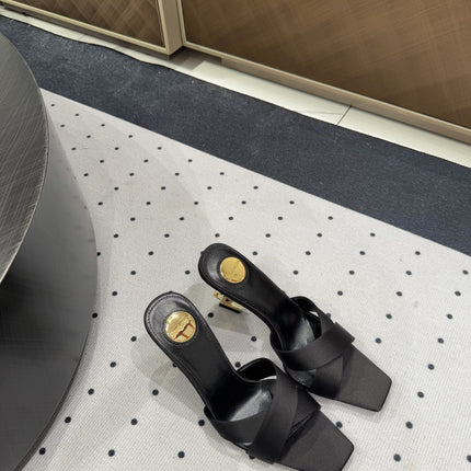 OPYUM HIGH MULES IN BLACK SILK