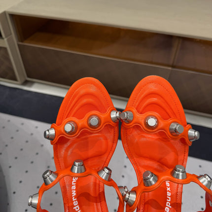 RIOT 80 MM SANDAL IN FIRE ORANGE LAMBSKIN