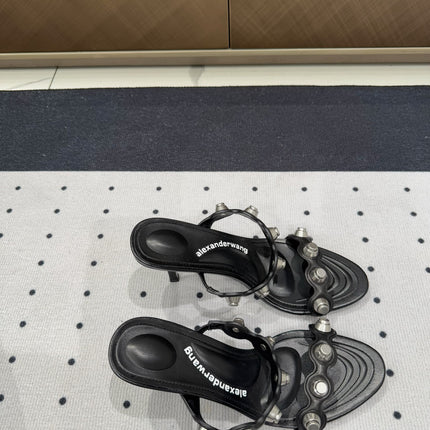 RIOT 80 MM SANDAL IN BLACK LAMBSKIN