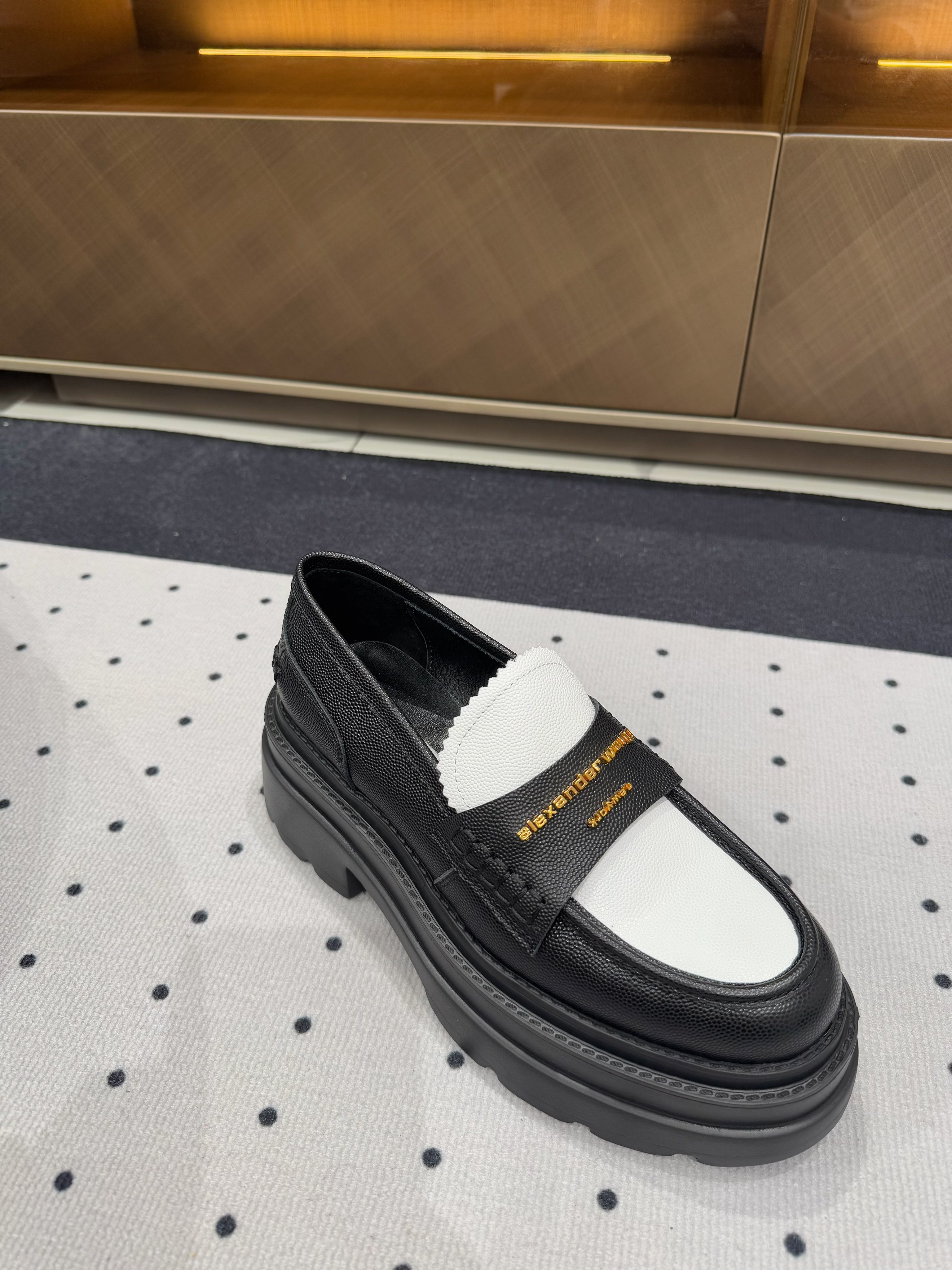 CARTER PLATFORM LOAFER 75MM IN WHITE MIX BLACK COWHIDE