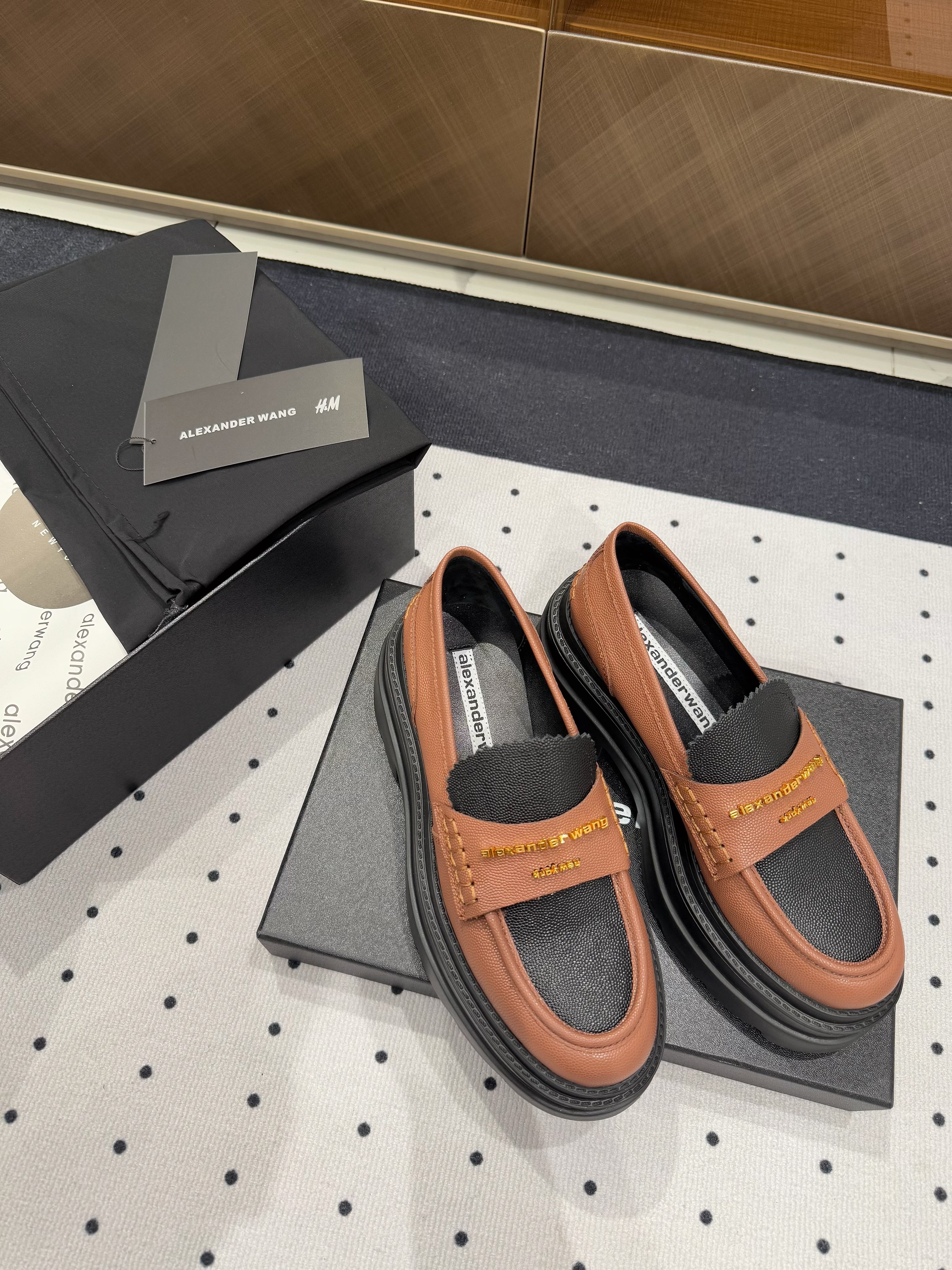 CARTER PLATFORM LOAFER 75MM IN BROWN MIX BLACK COWHIDE