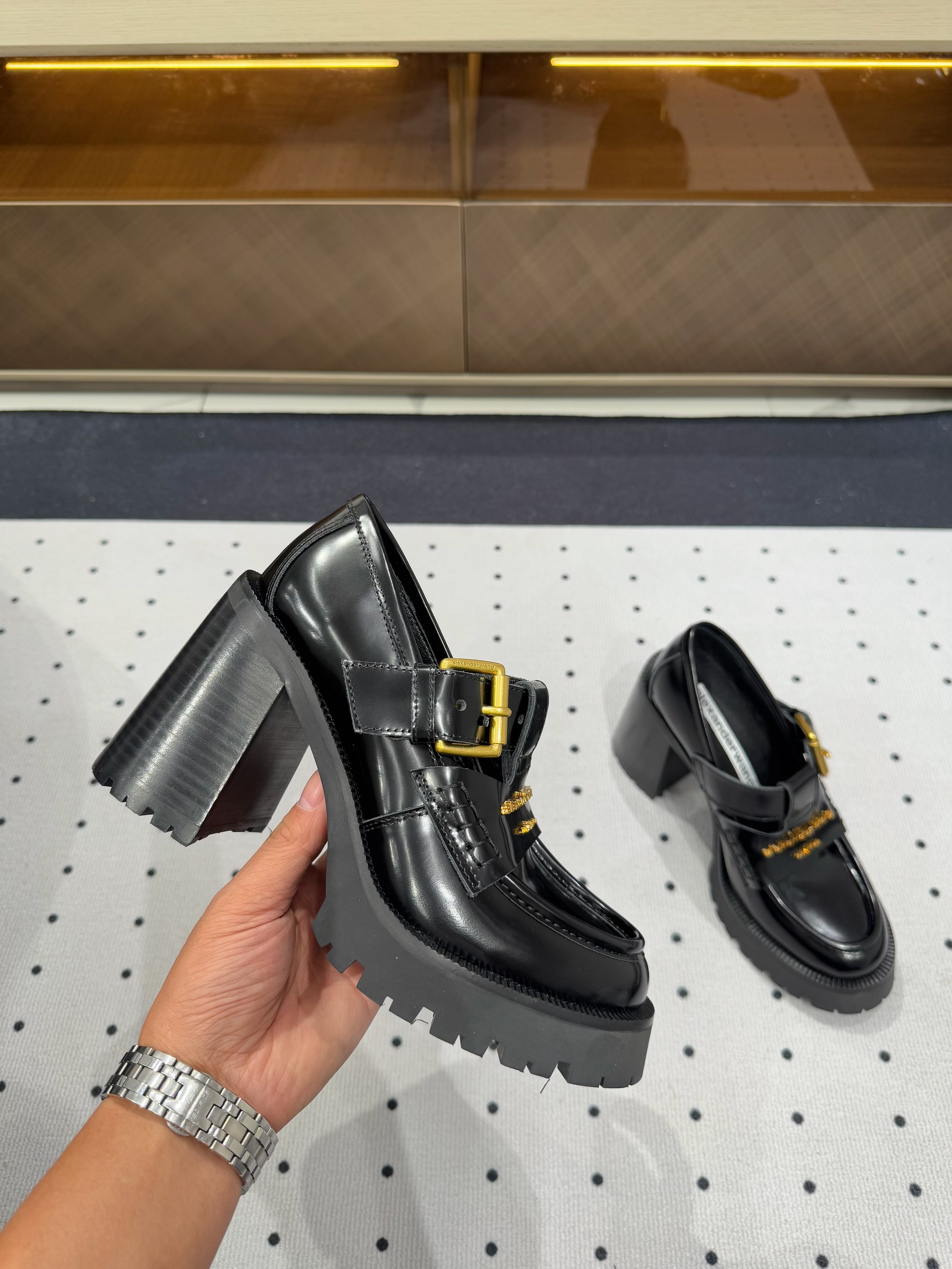 CARTER HIGH-HEEL LOAFER 85MM IN BLACK CALFSKIN