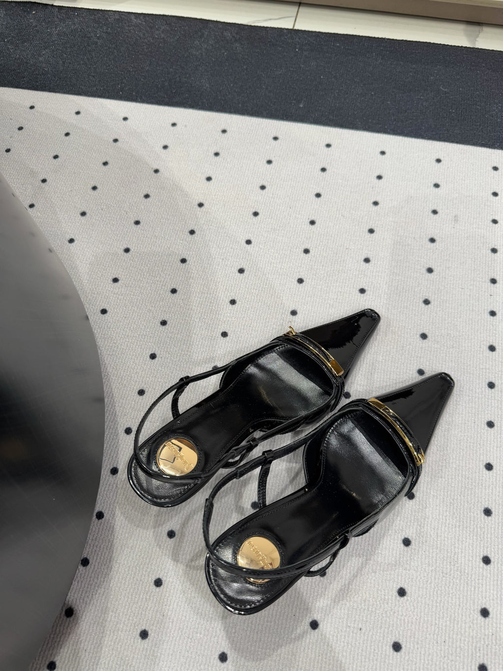 YSL 26S HEELED SLINGBACKS 75 MM IN BLACK GLOSSY CALFSKIN