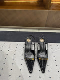 YSL 26S HEELED SLINGBACKS 75 MM IN BLACK GLOSSY CALFSKIN