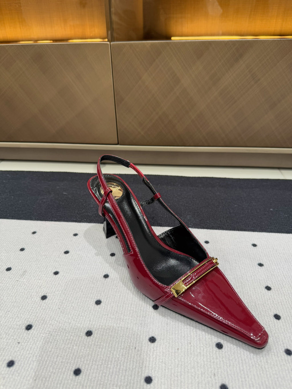 YSL 26S HEELED SLINGBACKS 75 MM IN DARK RED GLOSSY CALFSKIN