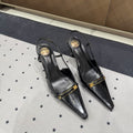 YSL 26S HEELED SLINGBACKS 75 MM IN BLACK PATENT CALFSKIN