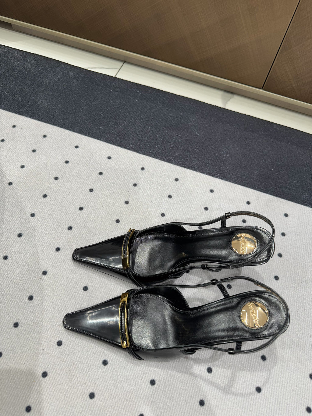 YSL 26S HEELED SLINGBACKS 75 MM IN BLACK PATENT CALFSKIN