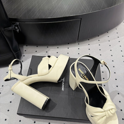 YSL 26S SANDAL HIGH HEELS 120 MM IN CREAM WHITE CALFSKIN