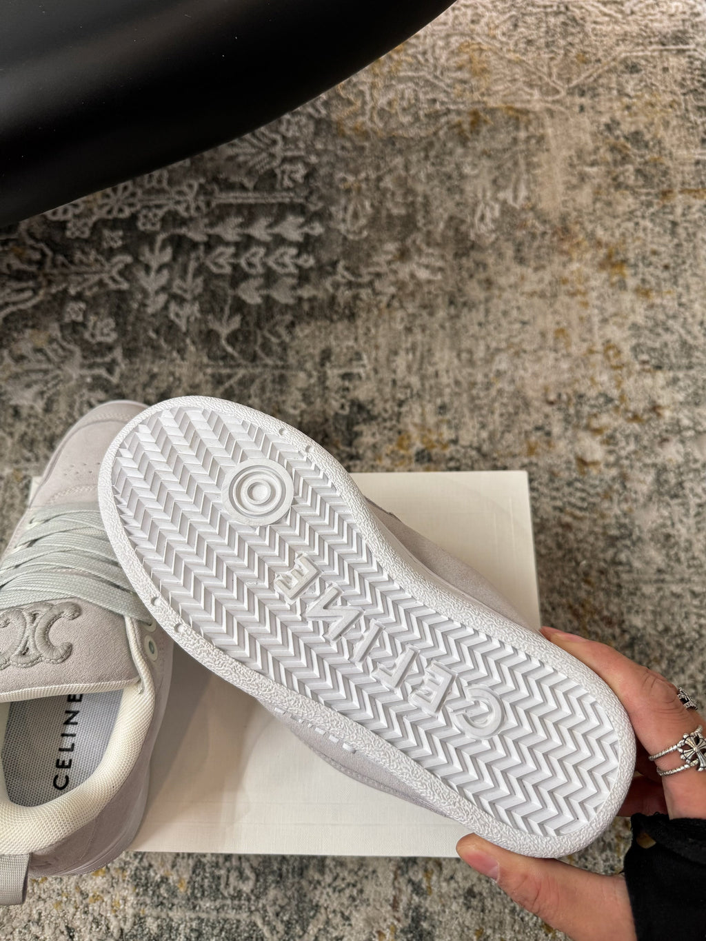 CELINE 26S SNEAKER IN LIGHT GREY SUEDE