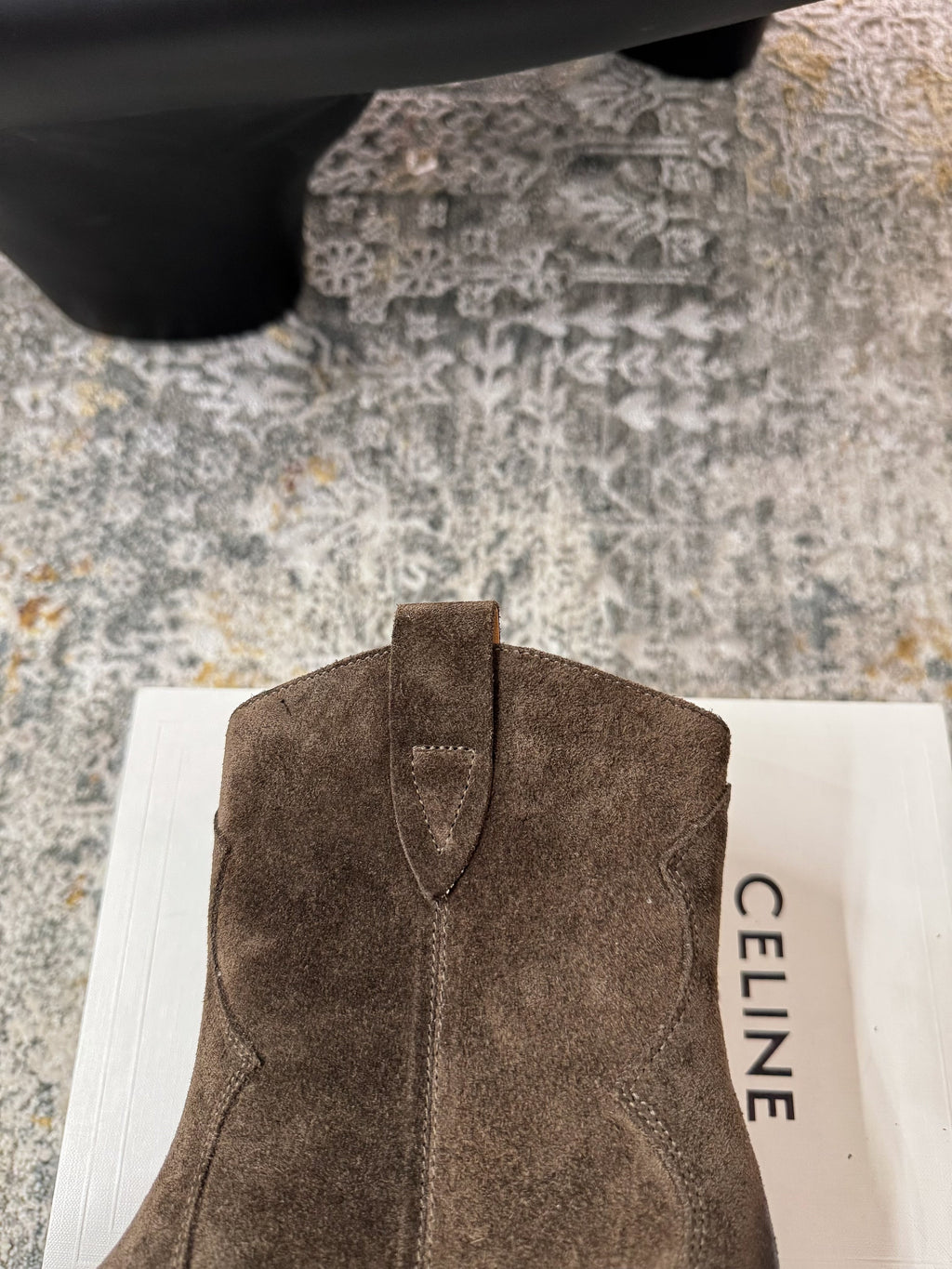 CELINE 26S ANKLE BOOTS 55 MM IN GRAYISH BROWN SUEDE