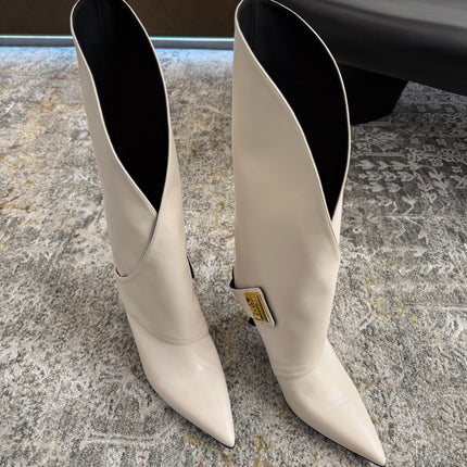 BALMAIN 26S BOOT 95 MM IN CREAM WHITE CALFSKIN