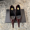 YSL 26S HEELED SHOES 110 MM IN DARK RED GLOSSY CALFSKIN