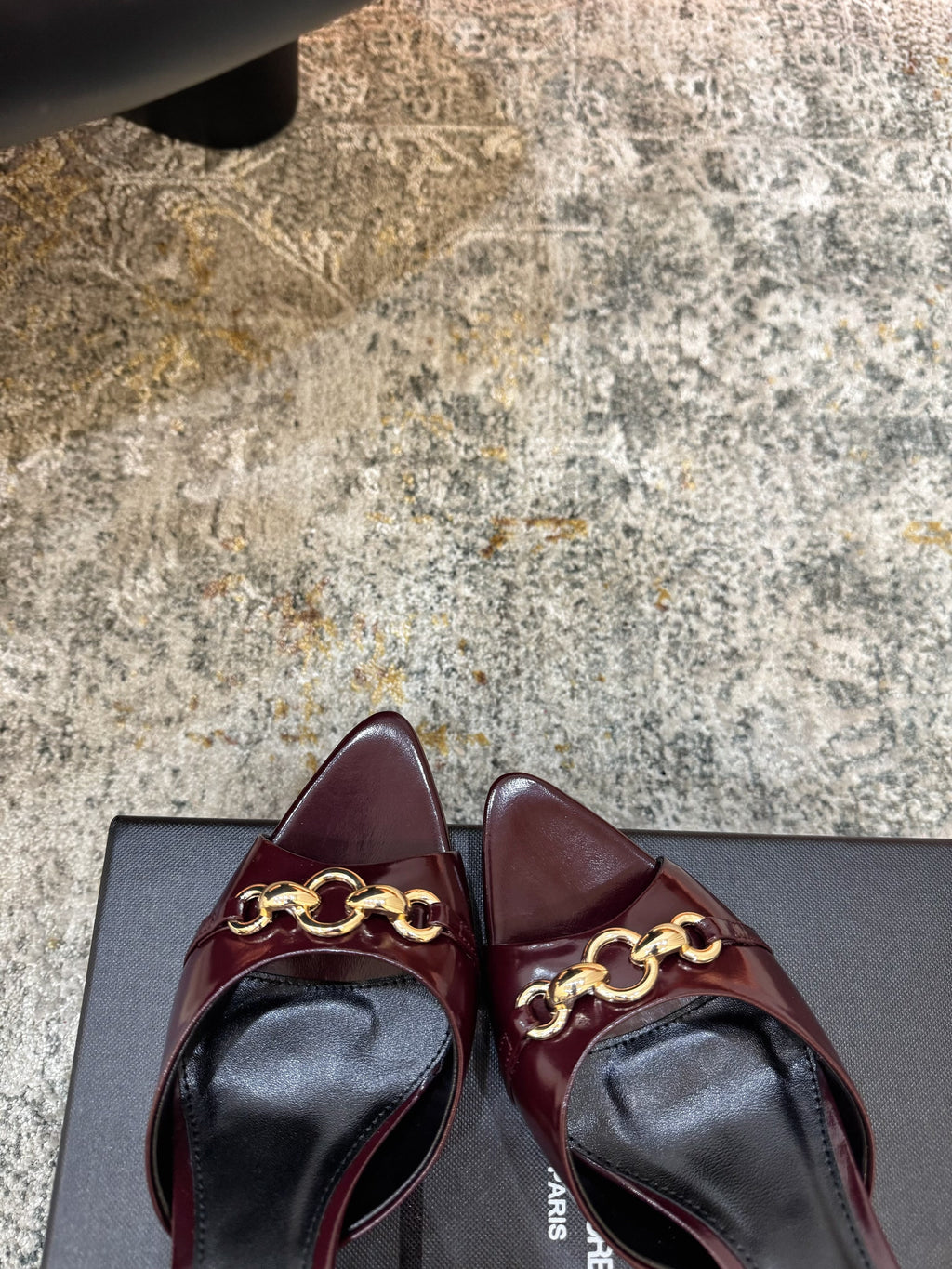 YSL 26S POINTED TOE HIGH HEEL SANDALS 65 MM DARK RED SHINY CALFSKIN