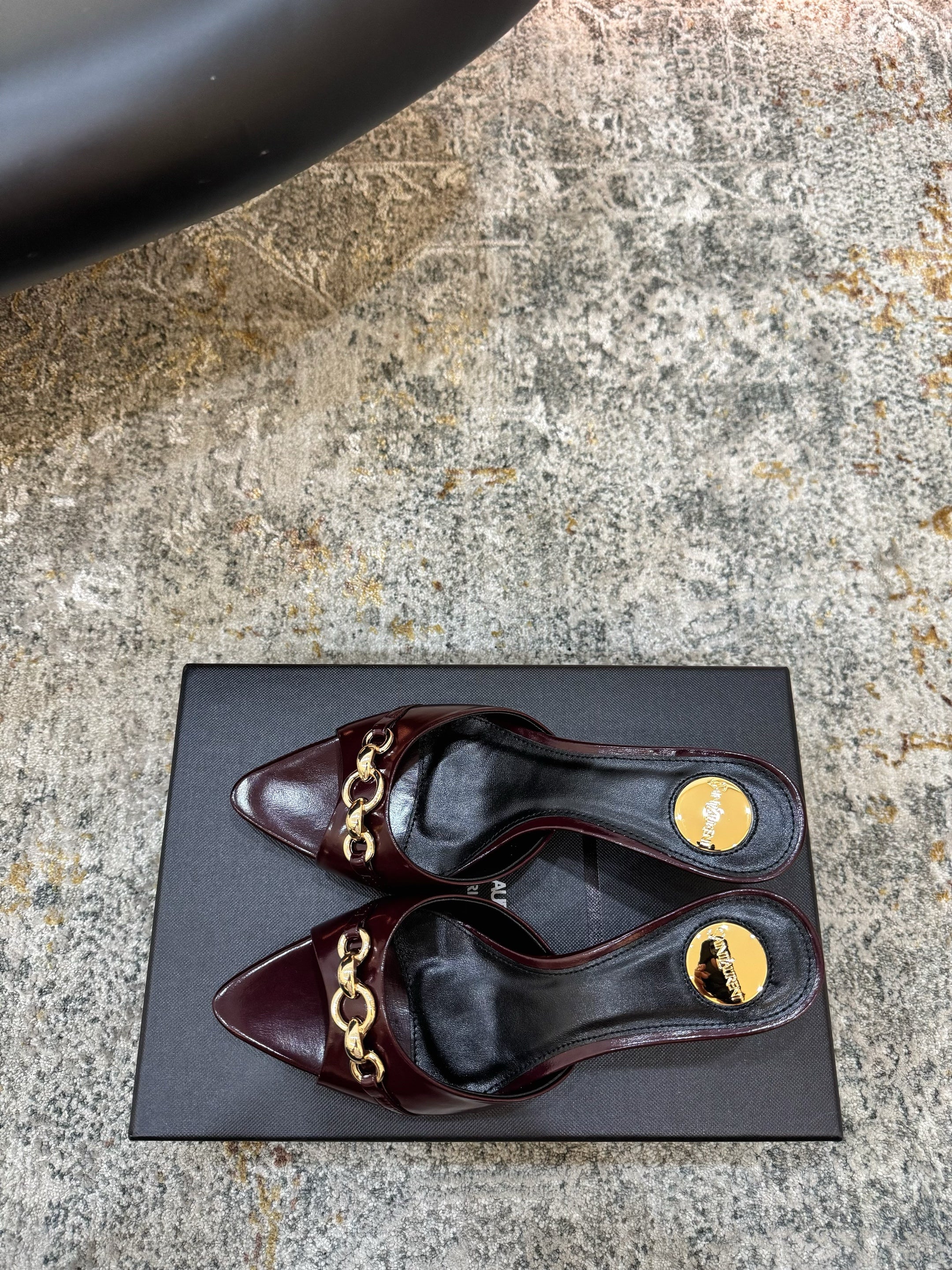 YSL 26S POINTED TOE HIGH HEEL SANDALS 65 MM DARK RED SHINY CALFSKIN